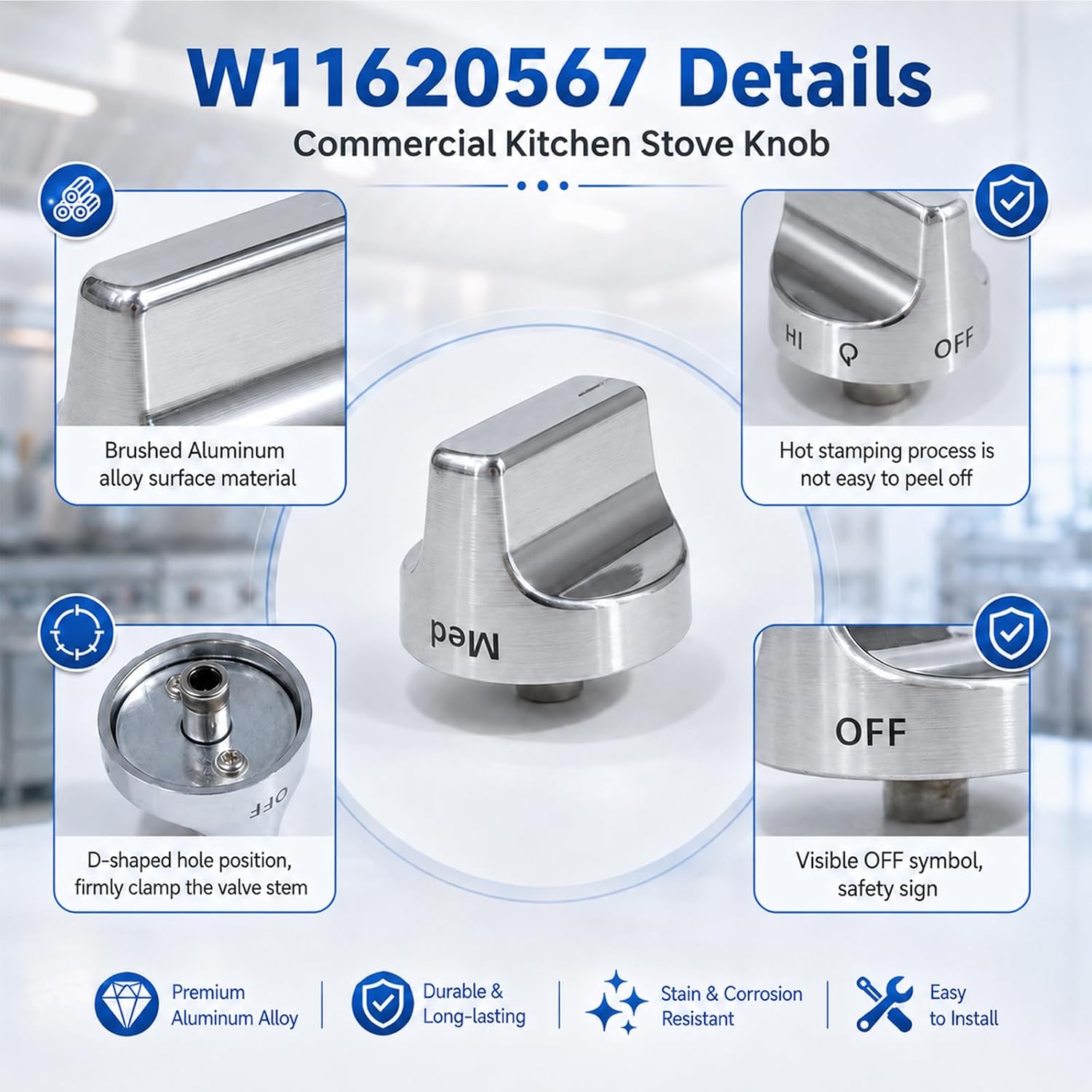 W11620567 W11510456 Knob Gas Range Knob Compatible for Whirlpool Stove Knob