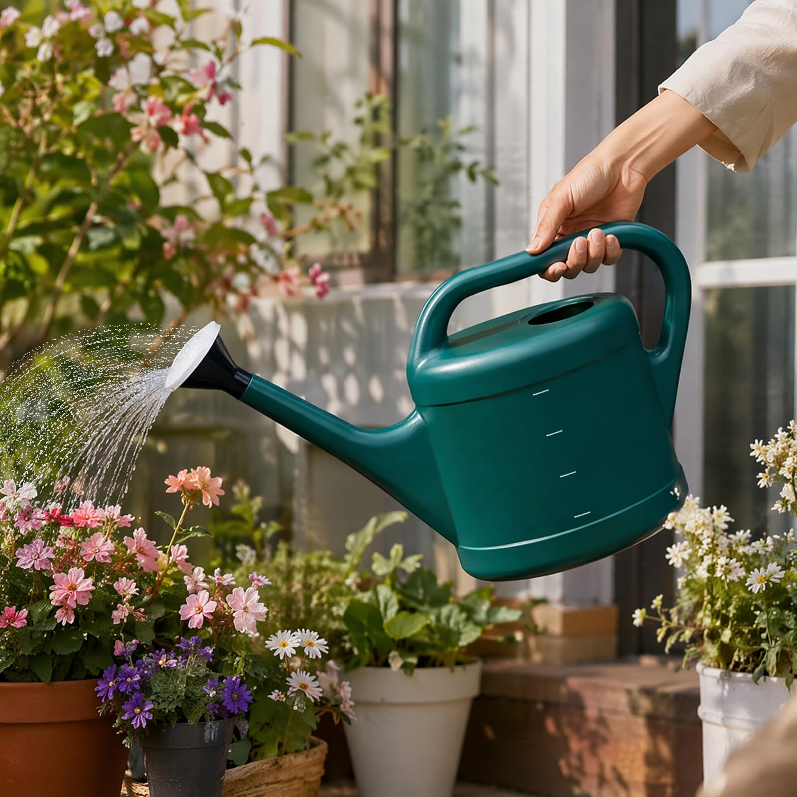 Arrosoir de jardin, récipient d'eau portable léger avec poignée, tête d'arrosage de grande capacité pour l'entretien des fleurs de jardin et de cour