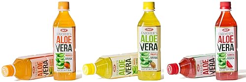 Miniatura 5 de OKF Farmers Aloe Vera Drink Flavored Variety Pack  Original granada piña fresa sandía con Aloe Bebidas 169 oz169fl oz Botellas 10 unidades
