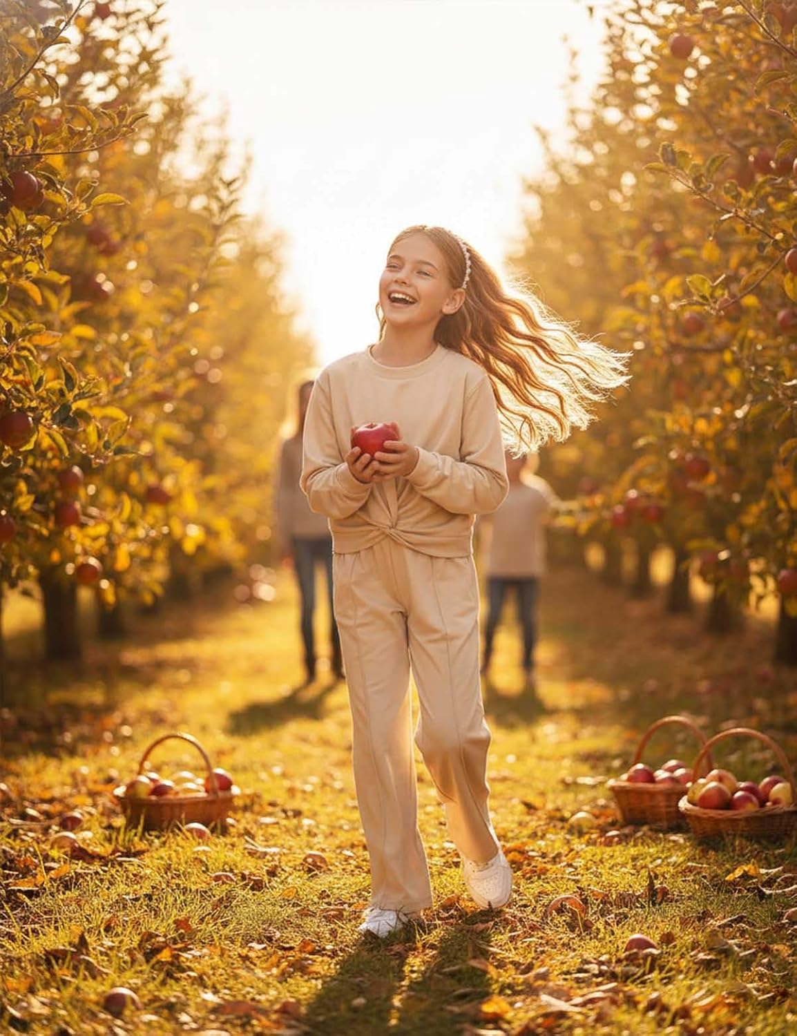 Zupora Girls Fall Outfits 2 Piece Sweatsuit Twist Front Pullover Sweatshirt Wide Leg Sweatpants Tracksuit Kid Clothing Set - Image 3