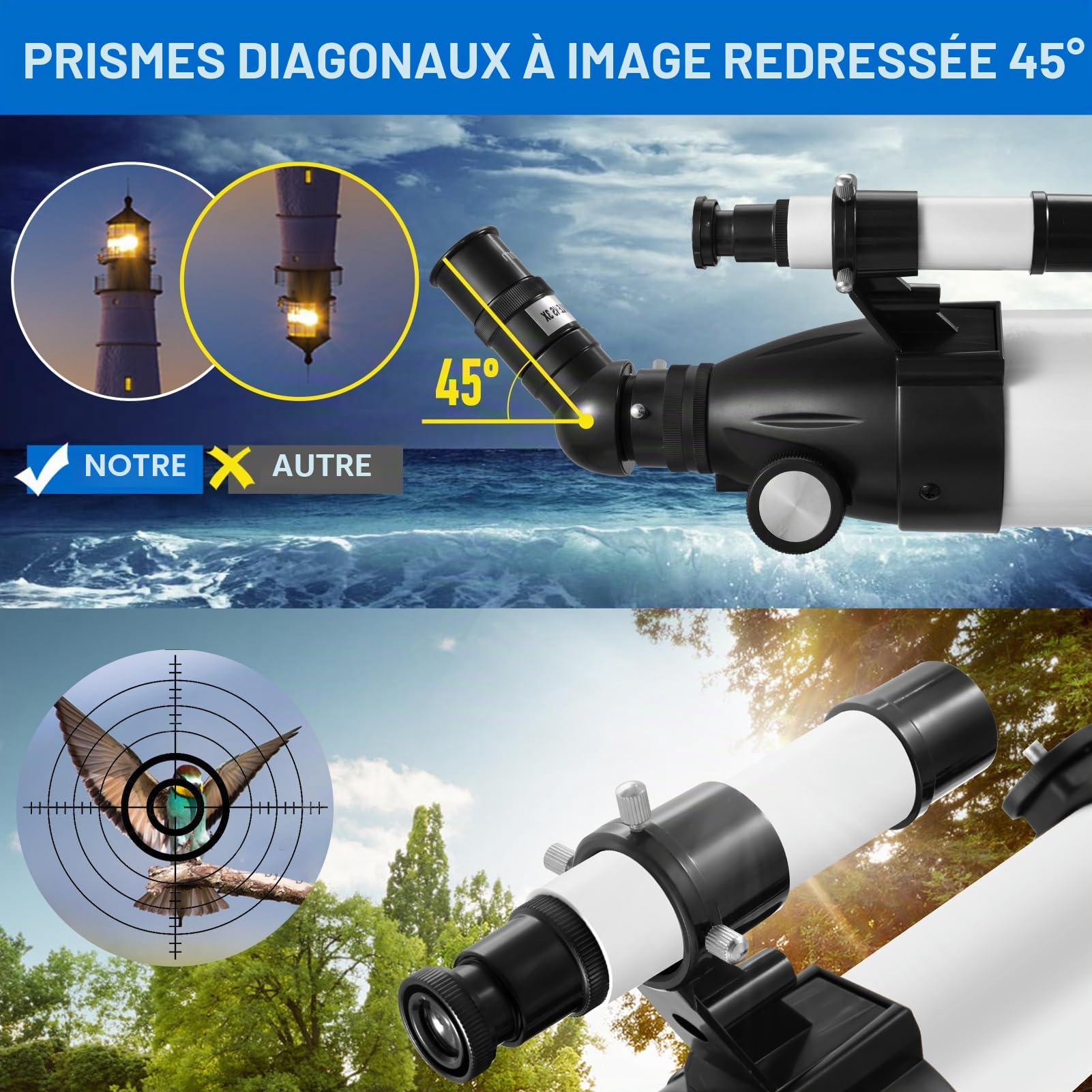 Télescope astronomique Professionnel pour Adultes, diaphragme 900 mm, télescope réfracteur pour débutants, télescope astronomique pour Observer la Lune et Les planètes