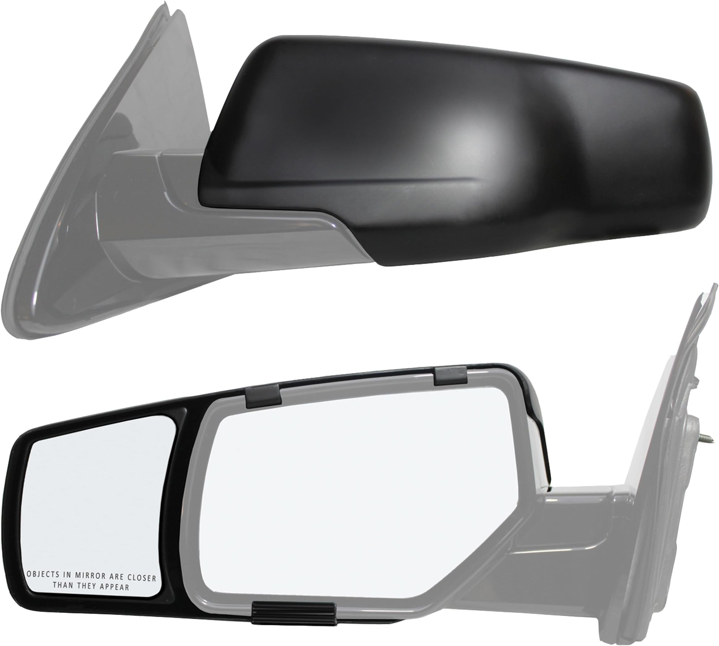 K Source 80920 Snap-On Towing Mirrors for Select Chevy/GMC Models (15+),Black