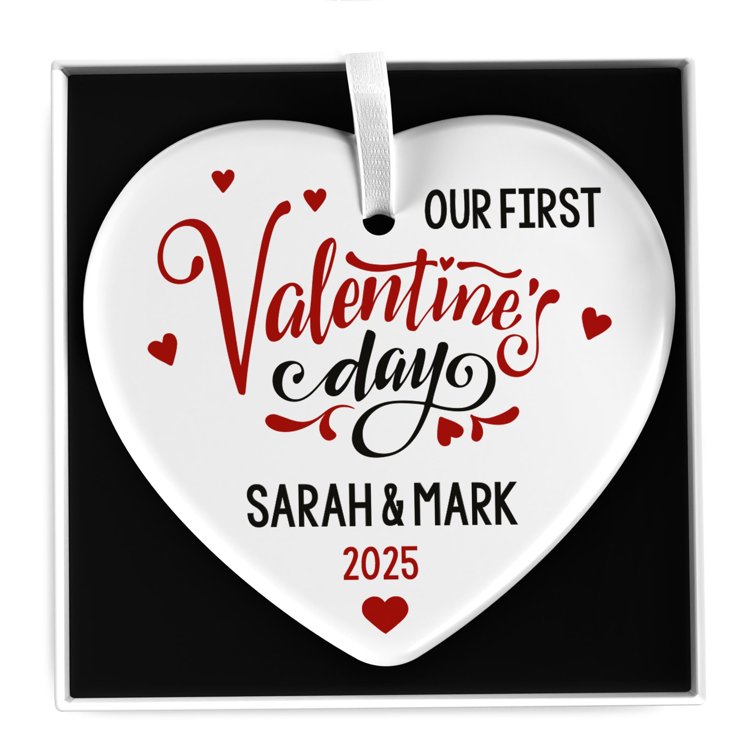 Our First Valentines Day Gift For Boyfriend Girlfriend 2026 - PERSONALISED 1st Valentines Together Ceramic Heart Gift, New Present For Valentines Day for Him or Her - With Gift Box