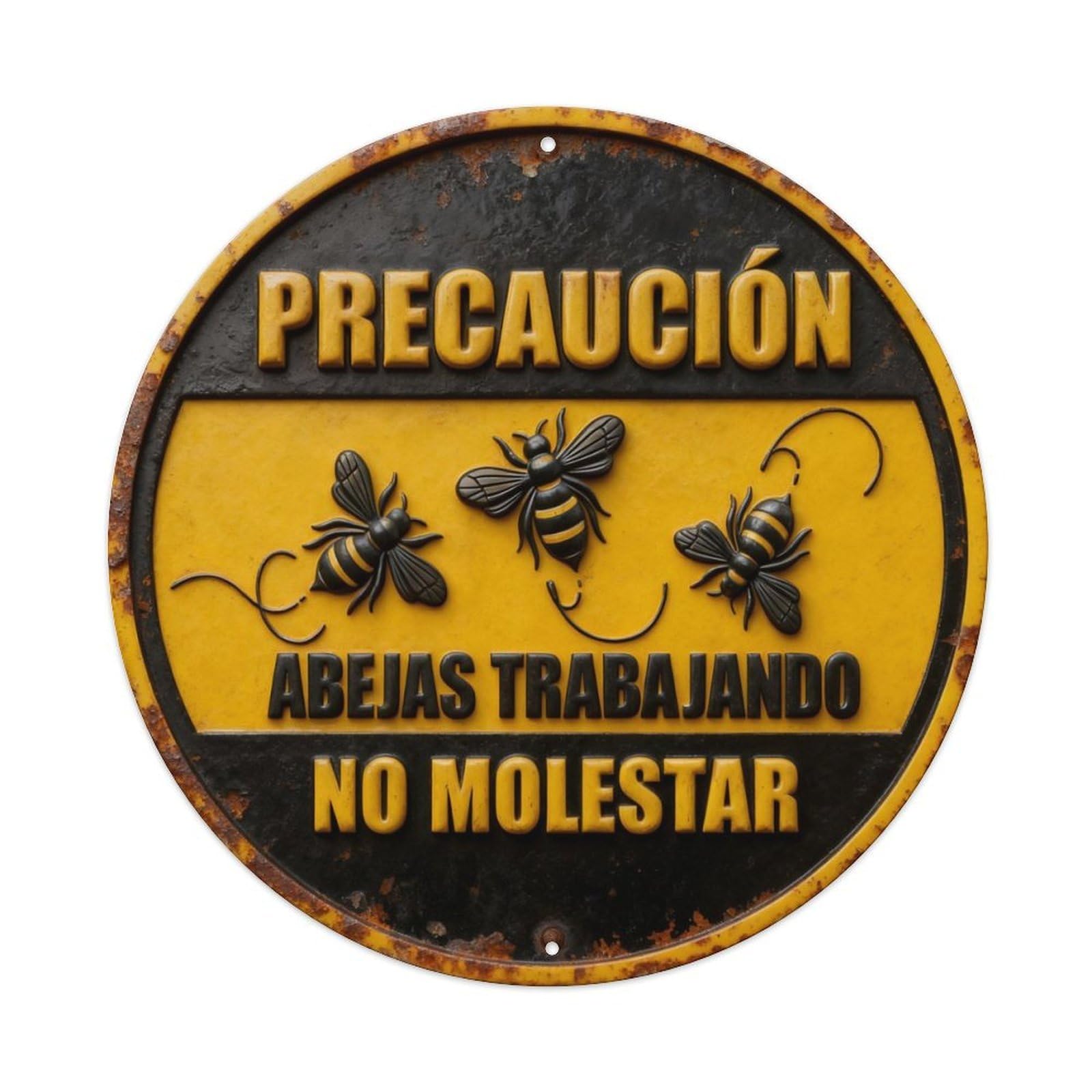 Caution Bees Working Do Not Disturb Round Metal Tin Sign Vintage Wall Decor, Bar Garage Cafe Kitchen Home Wall Art Poster 8x8inches