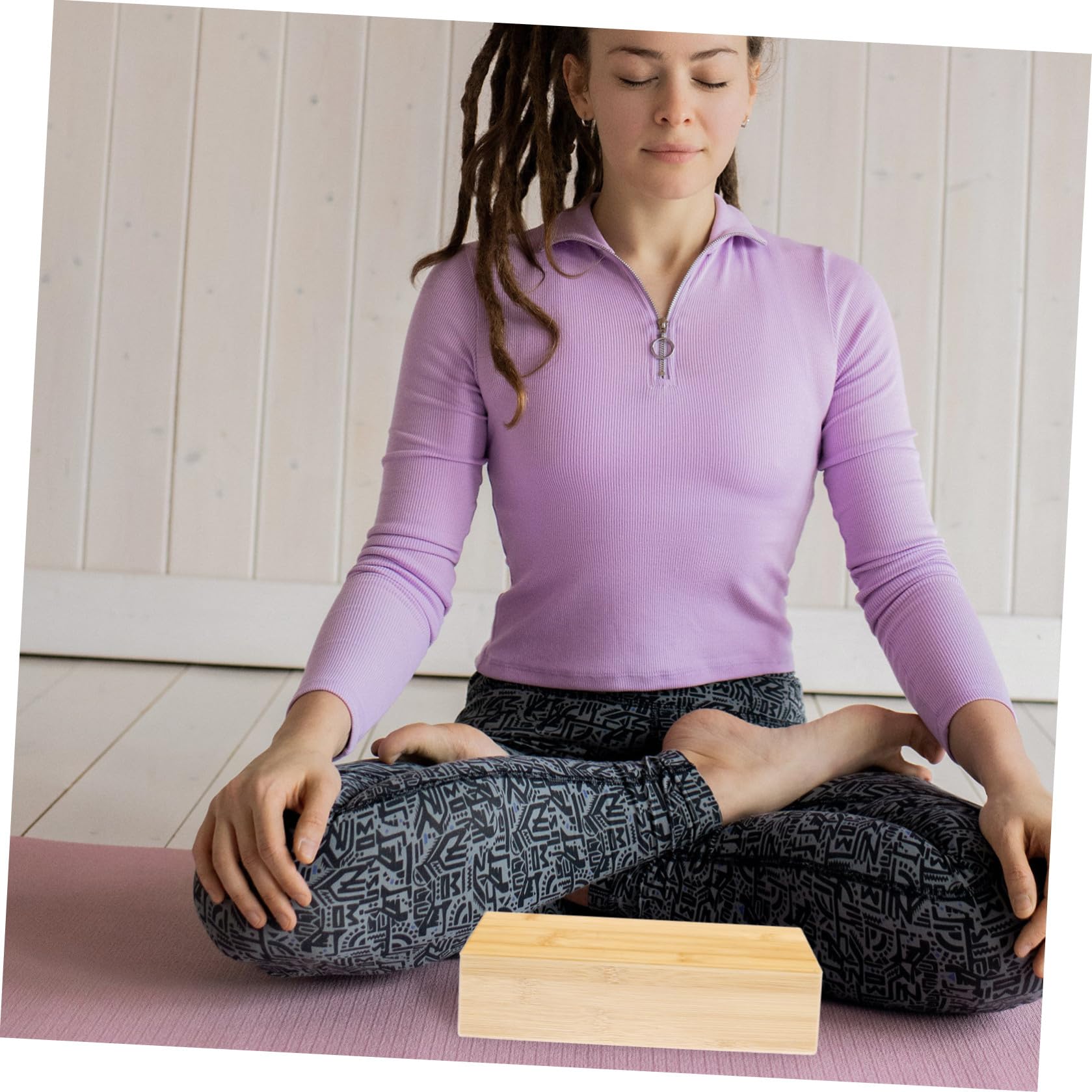 TOYANDONA Mattoncino Yoga in Bambù Naturale per Allenamento Danza e Yoga, Blocco Antiscivolo Leggero e Resistente, per Esercizi di Flessibilità a Casa