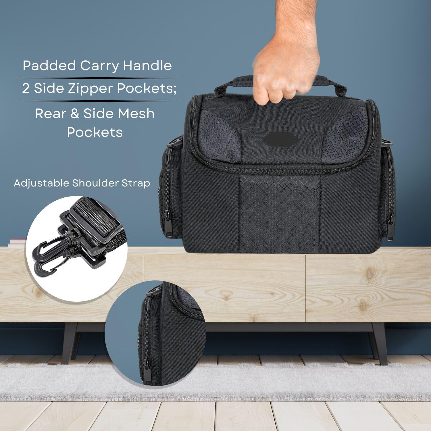 Deluxe Large Digital Camera / Video Padded Carrying Bag / Case for Nikon, Sony, Pentax, Olympus Panasonic, Samsung, and Canon DSLR Cameras & eCostConnection Microfiber Cloth