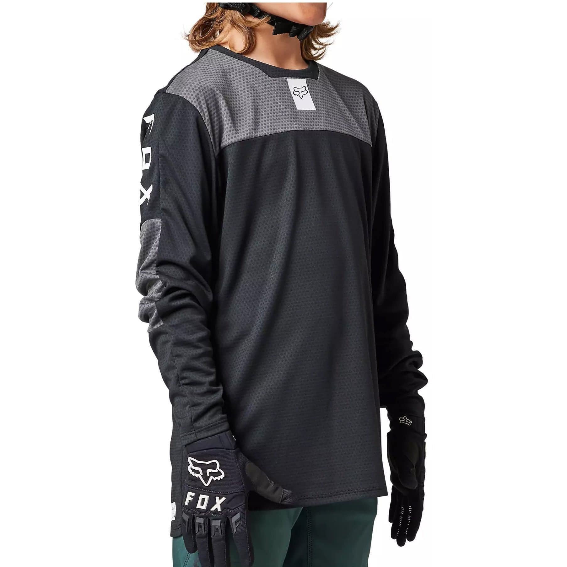 Fox Racing CAMISETA TÉCNICA JUVENIL DE MANGA LARGA DEFEND, Negro, YM