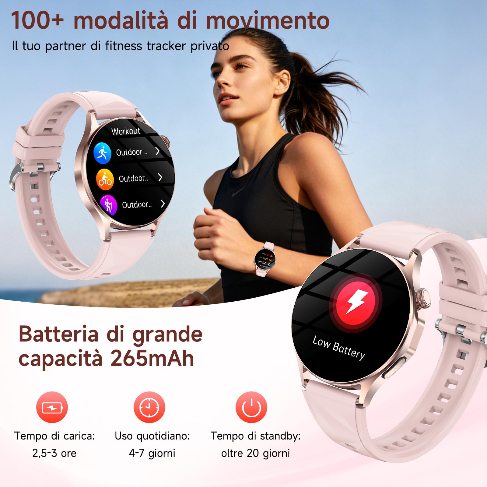 2026 Nuovo Smartwatch Donna con ECG/HRV/Acido Urico/Lipidi,1.32" AMOLED Orologio con 24H Chiamate, Pressione Sanguigna, Salute femminile, Cardiofrequenzimetro, Sonno, SOS, Fitness Watch Android e iOS