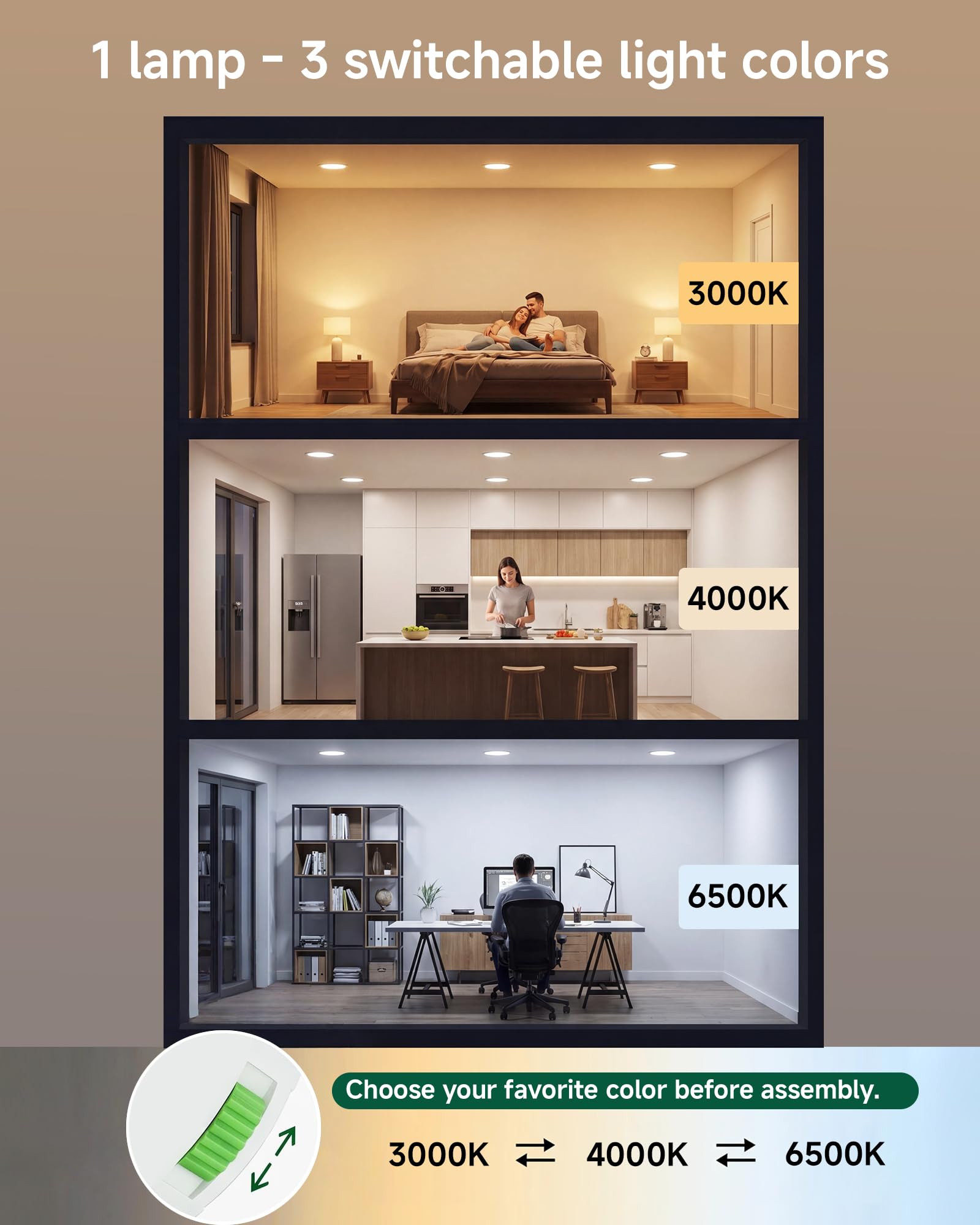 12er Set LED Einbaustrahler 230V, IP65 LED Spots Dimmbar, Deckenspots mit 3000K/4000K/6500K, 5W, 400-450 Lumen, CRI>80, für Badezimmer, Küche, Wohnzimmer, Lochmaß Φ75-85mm, Weiß