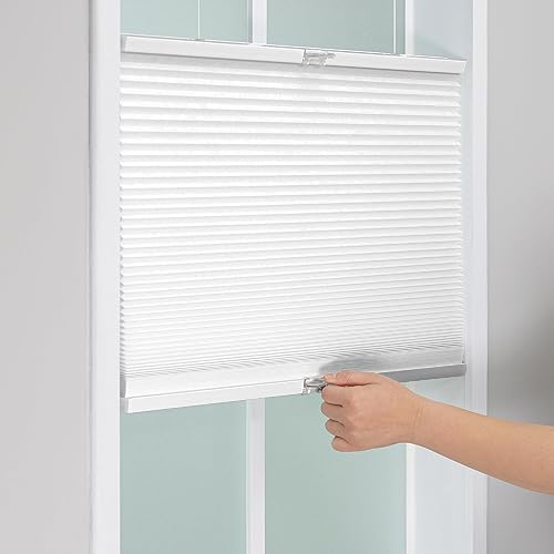 Miniatura 5 de DEZ Furnishings QGPO280640 - Persiana inalámbrica con filtro de luz, 28 pulgadas de ancho x 64 pulgadas de alto, color blanco