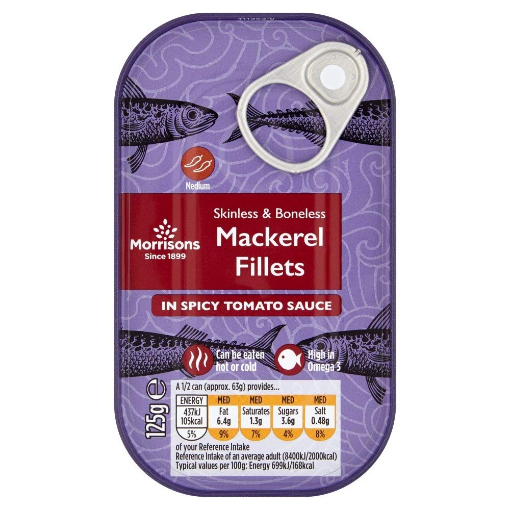 Morrisons Mackerel Fillets in Spicy Tomato Sauce 125g