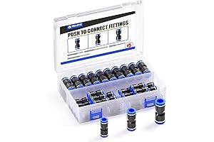 TAILONZ PNEUMATIC 30-Piece Straight Push Connector Kit for 1/4" 5/16" 3/8" Air Lines
