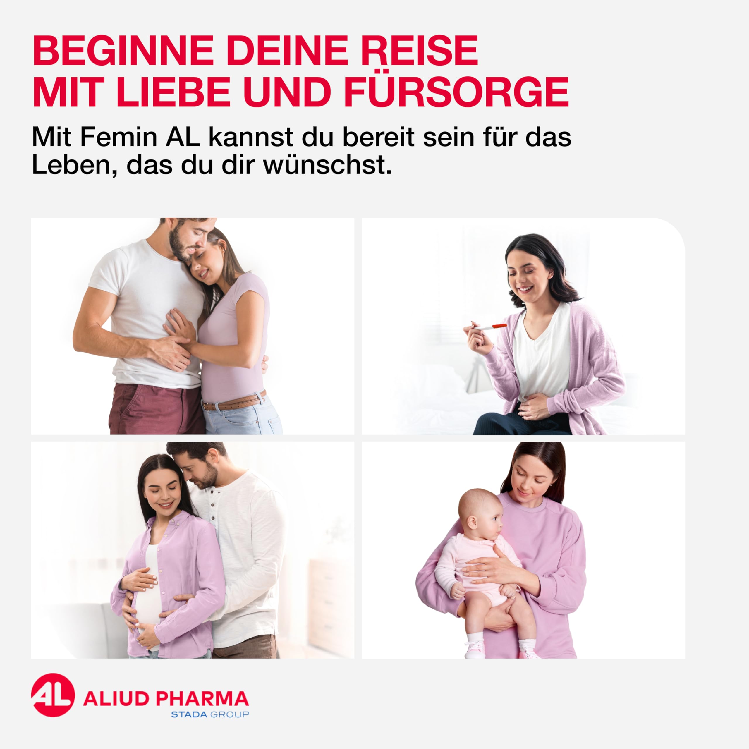 Femin AL 1 Kinderwunsch: Nahrungsergänzungsmittel mit L-Methylfolat (Folsäure), Jod, Vitamine & Eisen - für die Zeit der Babyplanung, 90 Kapseln