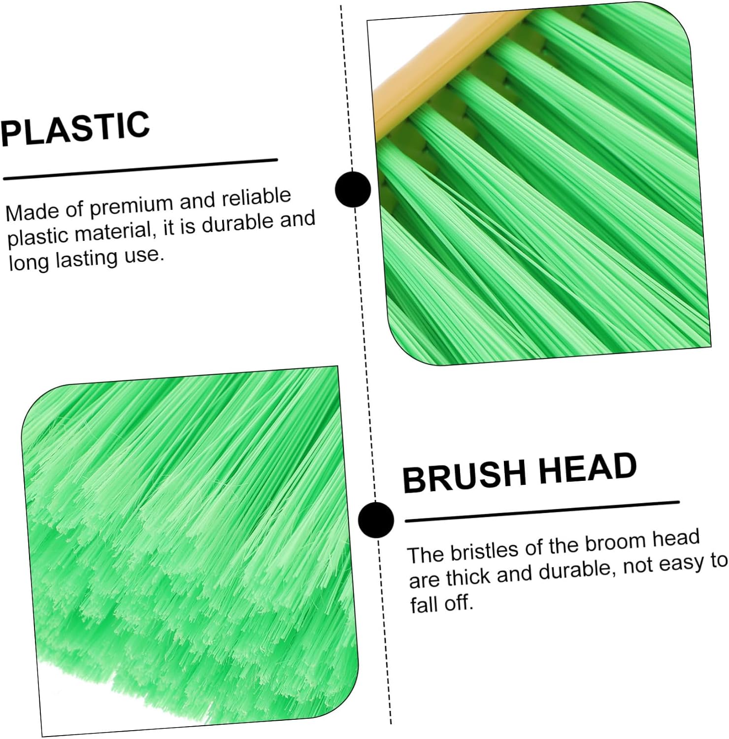 CALLARON Durable Plastic Broom Head Replacement Thick Bristles for Indoor Outdoor Use Broom Parts for Home Office Kitchen Courtyard Cleaning
