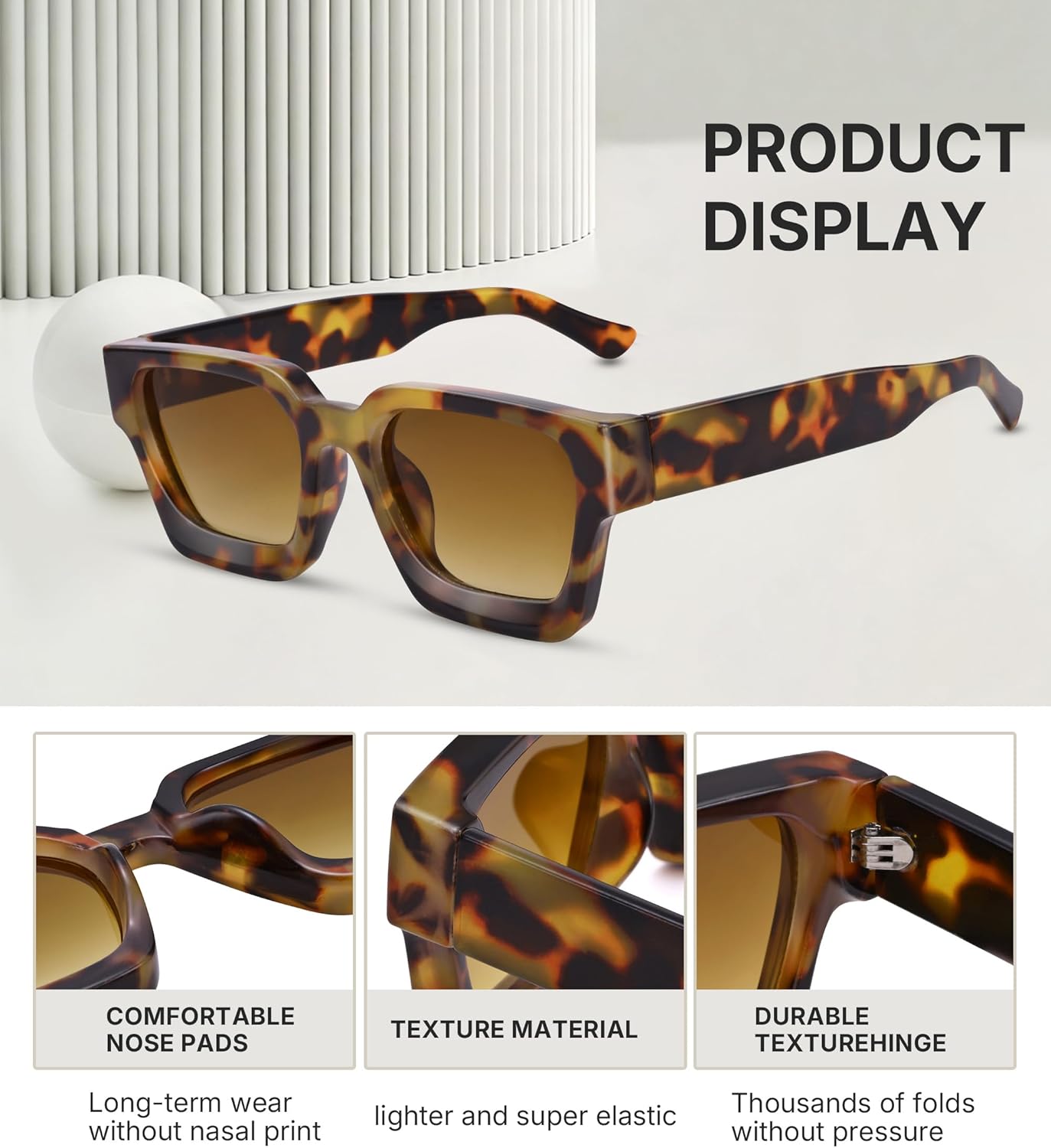 Pro Acme Square Sunglasses for Men Women,Thick Frame Sun Glasses Simple Designer Style Shades - Image 6