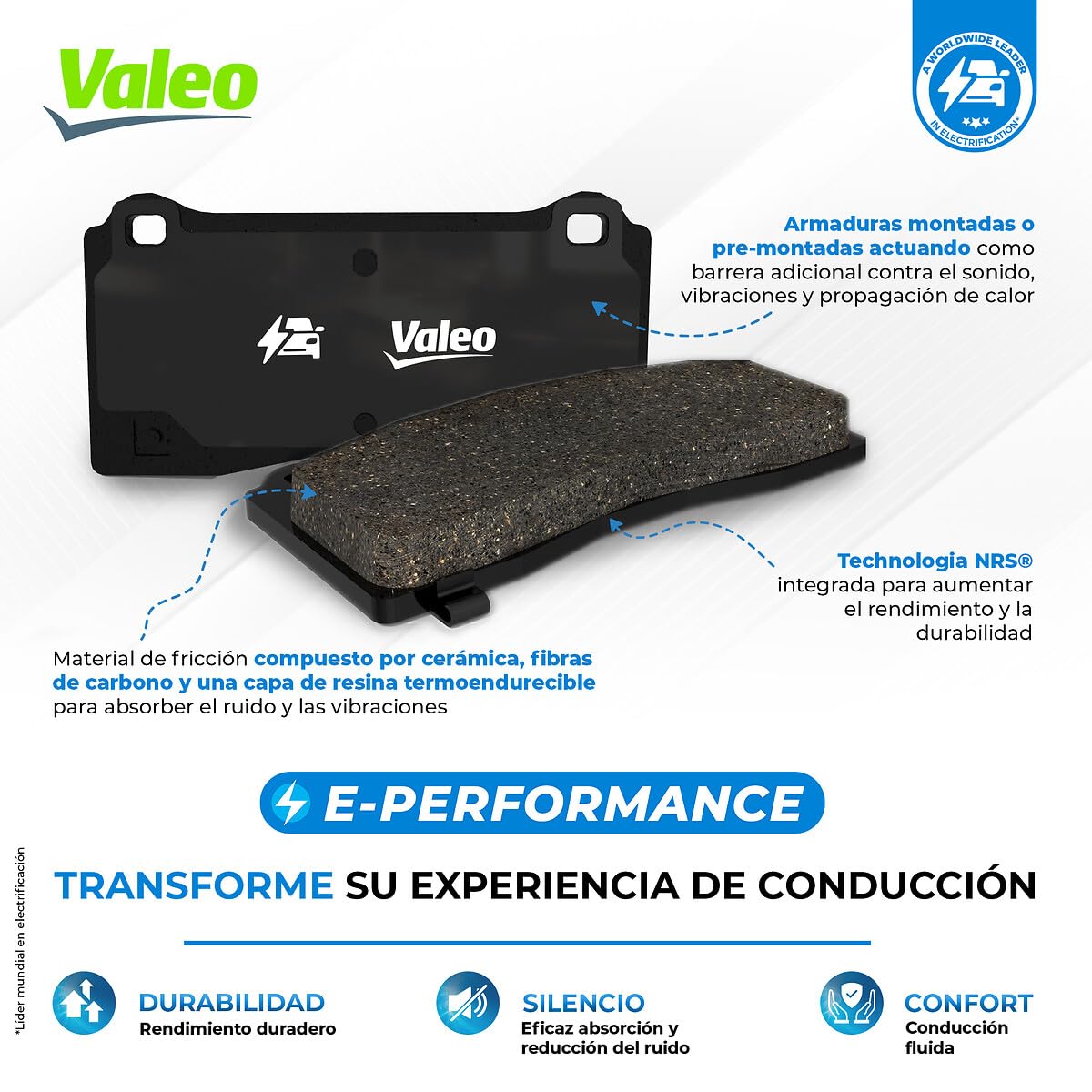 Valeo E-Performance Pastillas de Freno 610456, Set de 4 Pastillas, Eje Trasero, Equipadas con Accesorios Montados o No Montados - Certificación ECE-R90
