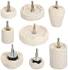 Hyber&Cara Polishing Wheel, 8 Pcs Cotton Buffing Wheel Pad Mop for Metal AluminumSteelChromeAlloy Wood Plastic Glass Ceramic, ConeColumnDomeDisc Drill Buffer Attachment with 14