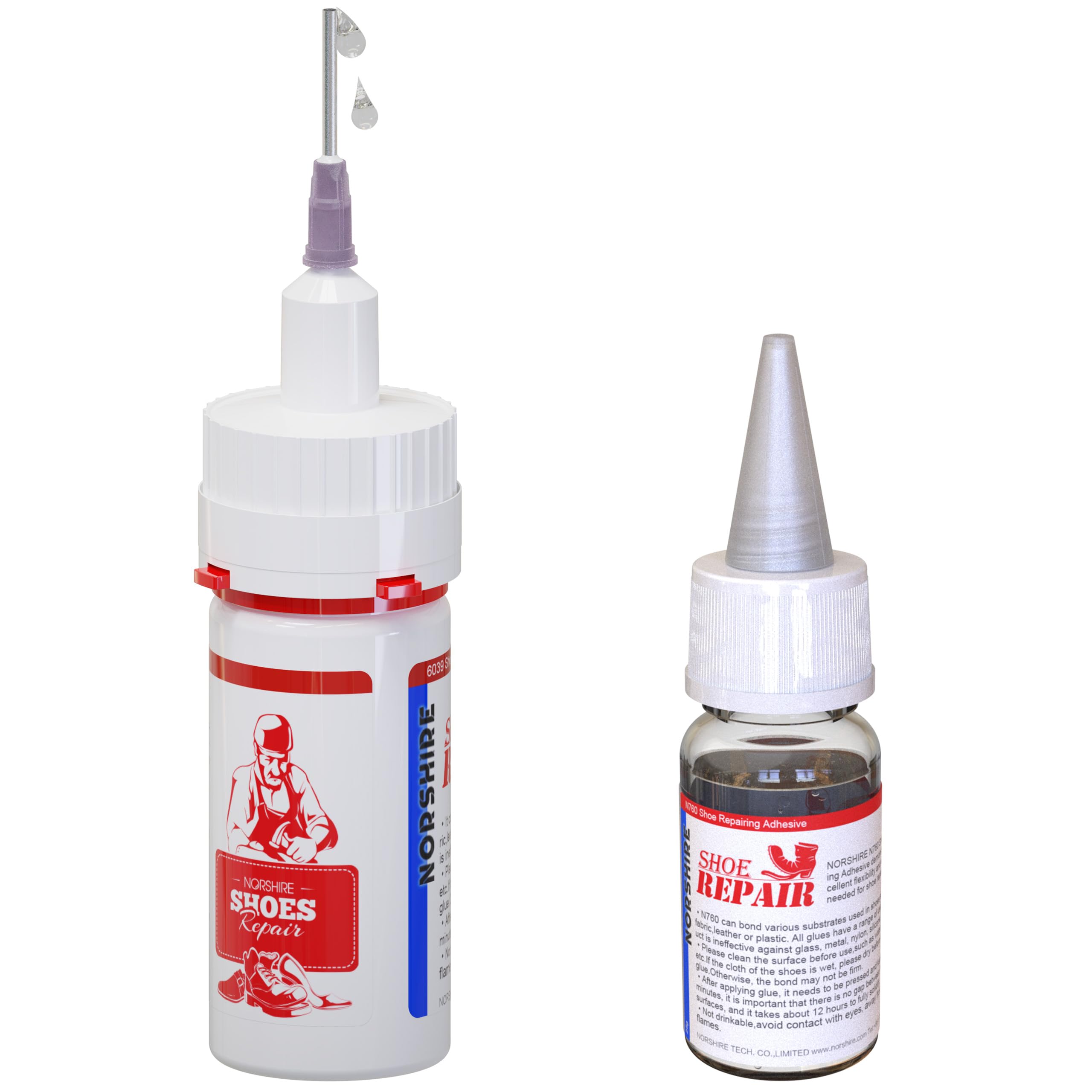 NORSHIRE Shoe Glue - Super Pliable Sole Adhesive for Fixing Worn Shoes or Boots - Quick Dry Boot Glue for Sneaker Waterproof Sole Repair, 2 Bottles in