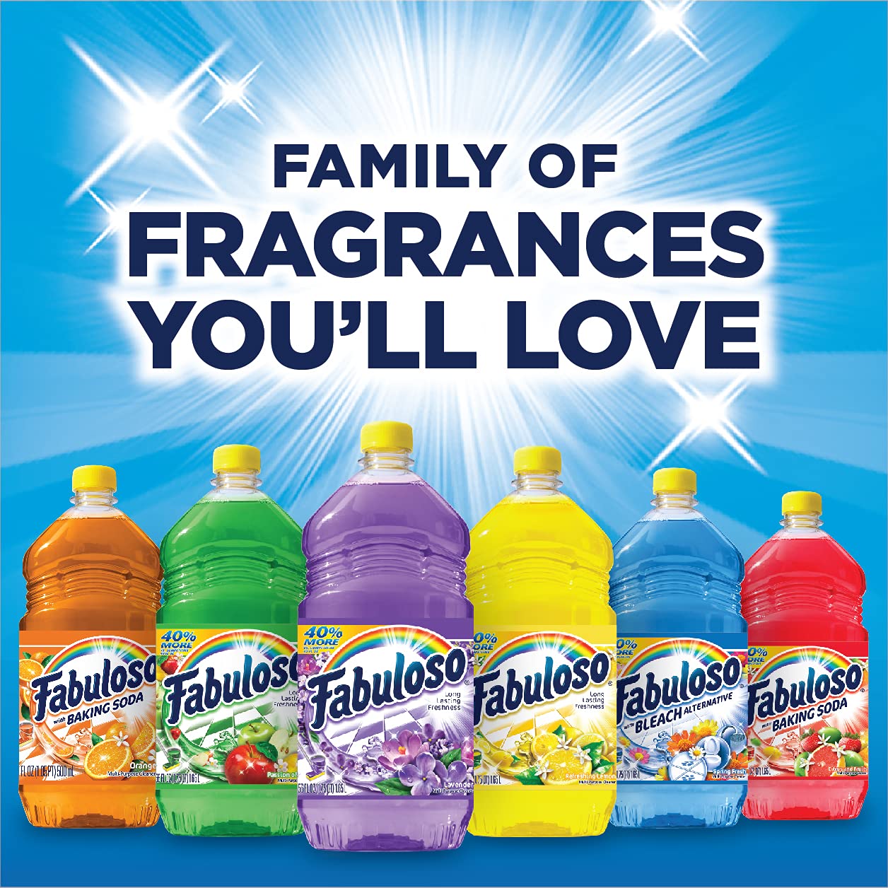 Fabuloso All Purpose Cleaner, Lavender, Bathroom Cleaner, Toilet Cleaner, Floor Cleaner, Shower and Glass Cleaner, Mop Cleanser, Kitchen Pots and Pans Degreaser, 56 Fluid Ounce (Pack of 6) (153041) : Health & Household