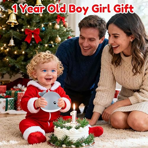 Miniatura 4 de Juguetes de baño para niños de 1 a 3 años Juguetes de baño para bebés, juguete de baño de ballena iluminado, relleno de calcetines de Navidad,