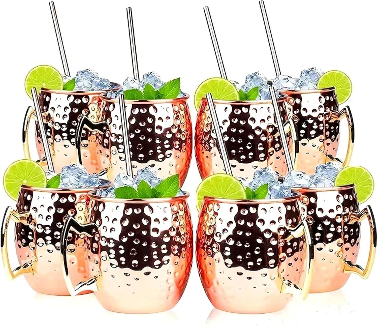 500ml Cocktail Wine Cup Moscow Mule Mug Stainless Steel Hammered Copper Plated Beer Cup Coffee Bar Tools(Orange)