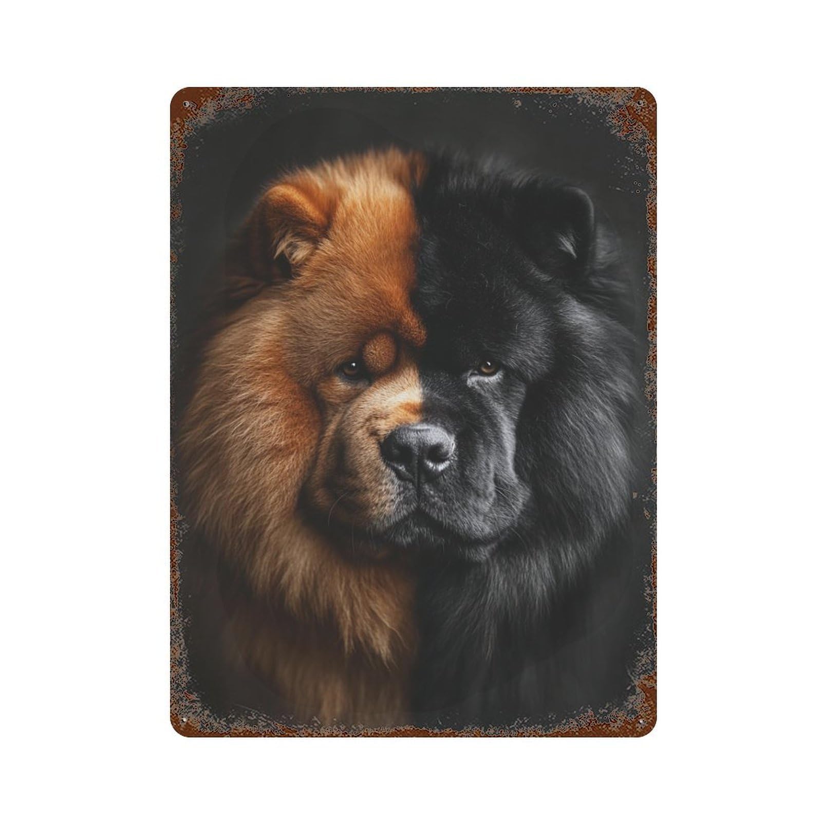 Unique Two-Tone Chow Chow 15.7"x11.8" Retro Metal Sign, Old School Wall Decor for Office, Studio And Wall Decor