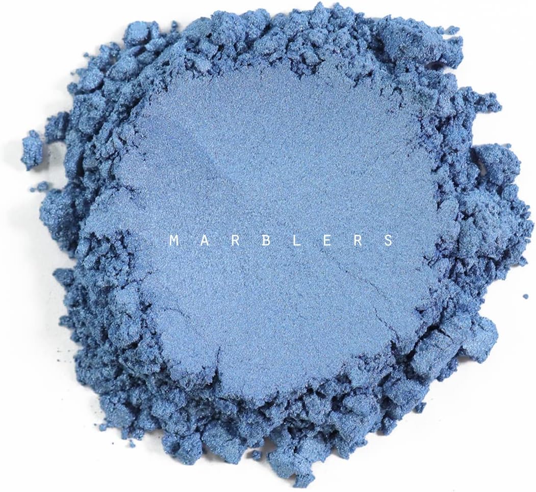 MARBLERS Blue Mica Powder [Shine Blue] 1oz (28g) | Cosmetic Grade | Epoxy Resin Pigment | Dye | Non-Toxic, Vegan, Cruelty-Free | Lip Gloss, Nails, Body Butter | Bath Bomb, Candle & Soap Making - Image 2