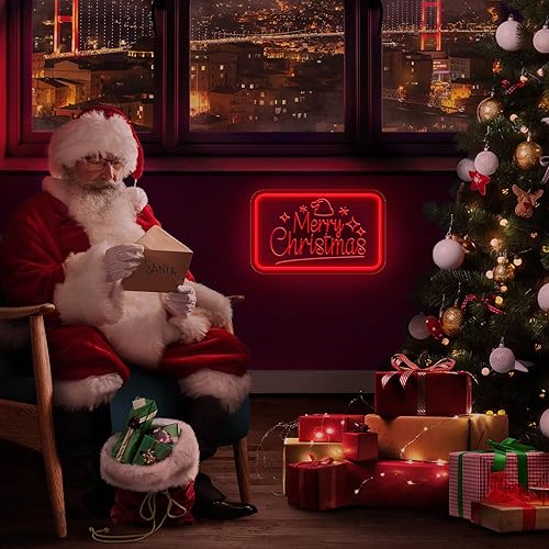 Miniatura 3 de Letrero de neón de Feliz Navidad para decoración de pared, luces de neón LED, decoración de Navidad, interruptor alimentado por USB, luces de neón