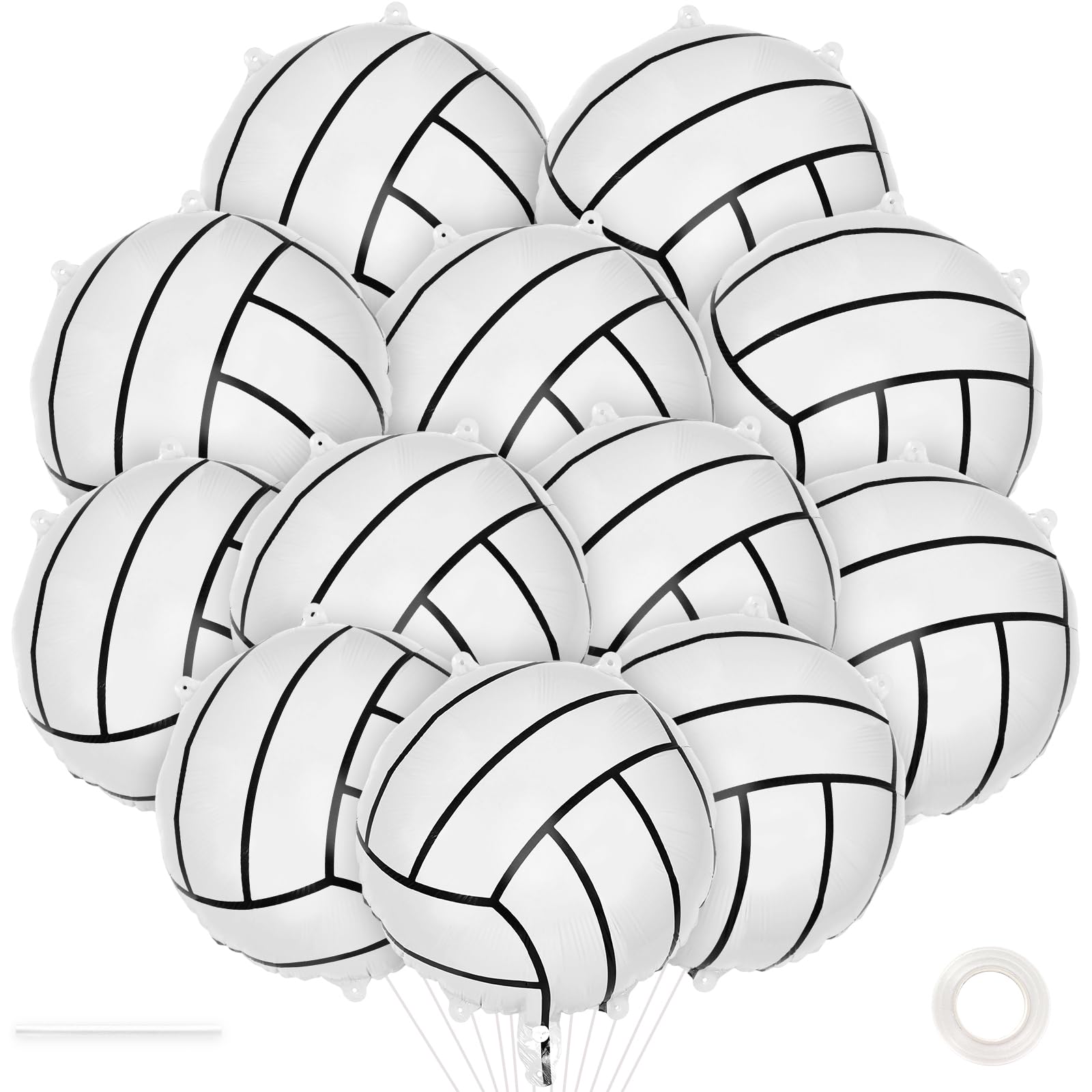 12 Pcs Volleyball Balloons,18 Inch Volleyball Foil Balloons,Volleyball Party Decorations Sports Mylar Balloon for Sports Theme Party Supplies (