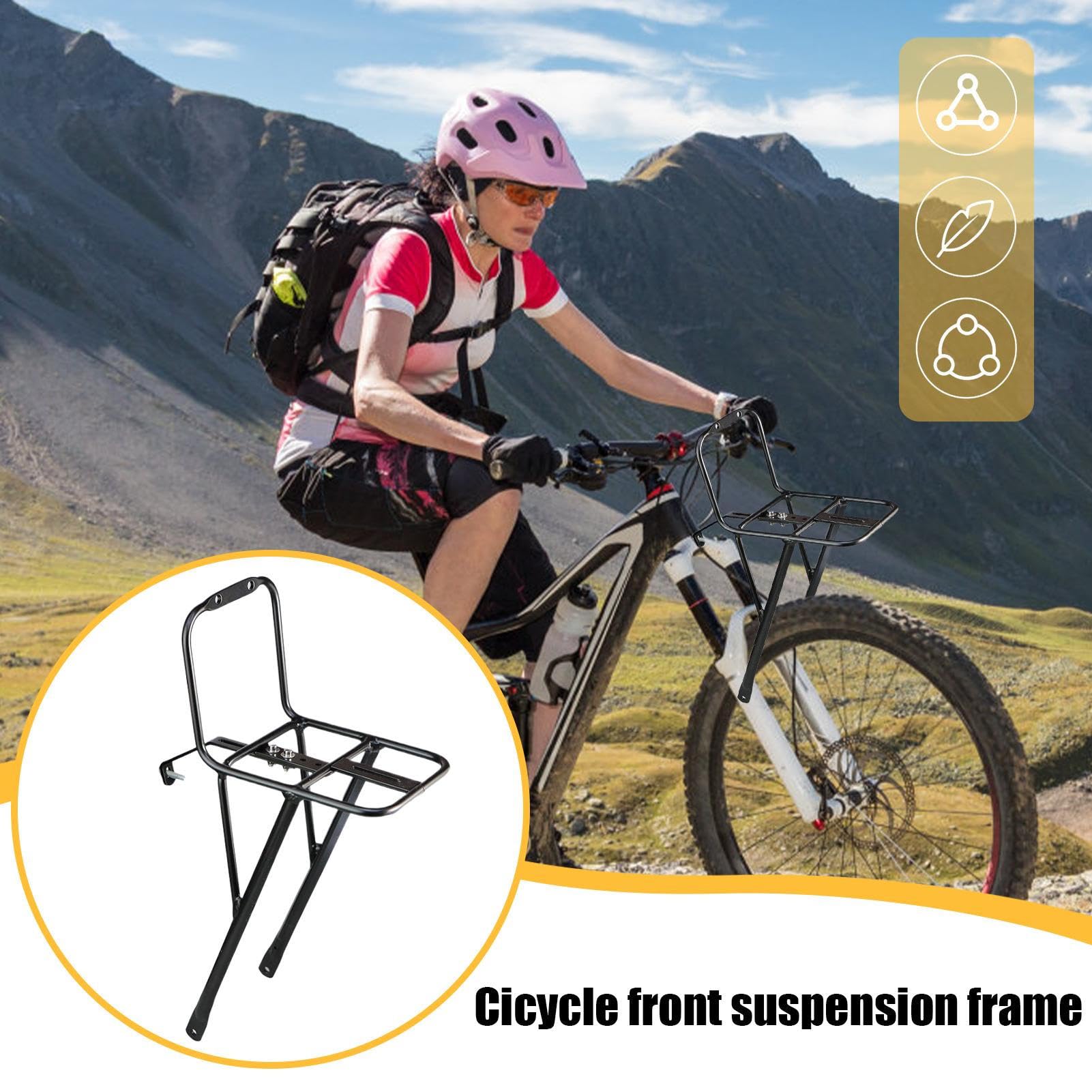 Portapacchi Anteriore Bici Supporto Cestino Borsa Portapacchi | Portapacchi Bici Da Carico per Pendolarismo Quotidiano, Viaggi a Lunga Distanza, Mountain Bike, Ciclismo su Sterrato Cruiser