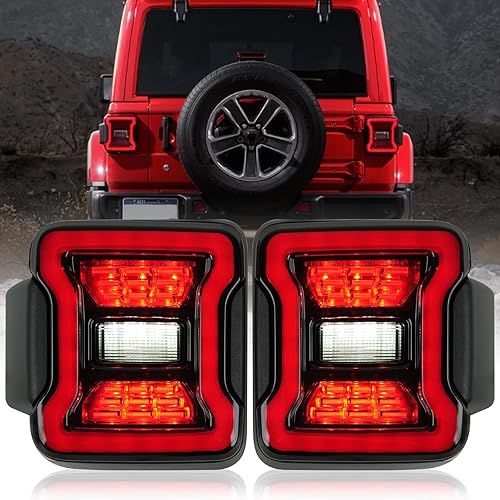 Miniatura 9 de Luces traseras LED con lente ahumada compatibles con Jeep Wrangler JL 2018-2024, luz de freno, luz de marcha atrás, luces direccionales, montaje de