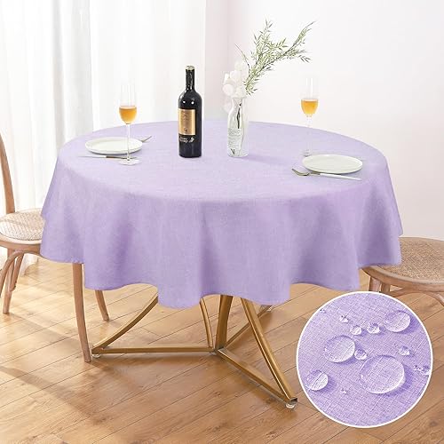 AUSSPVOCT Mantel redondo texturizado de 50 pulgadas de hasta 35 pulgadas de diámetro, mantel impermeable a prueba de derrames, lavable, sin arrugas,