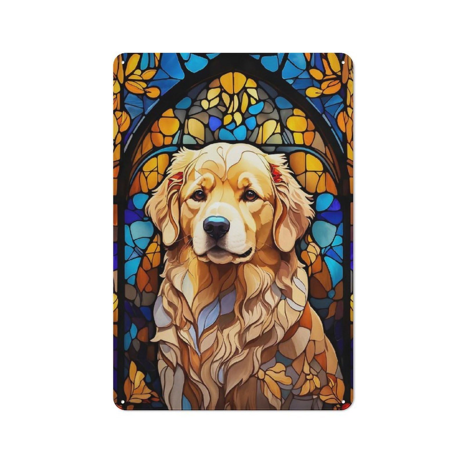 Junmoney Golden Retriever Retro Tin Sign 30X20cm For Living Room Or Hallway, Gift For Living Room Decor Lovers During The Christmas Season