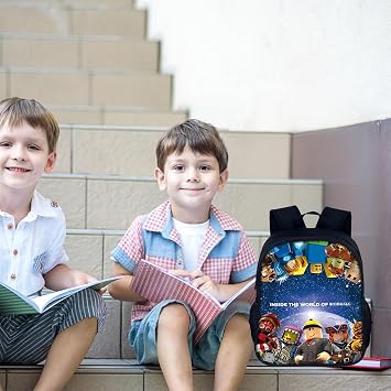 Roblx Backpack, Kindergarten Roblx Backpack 3-5 Years, 14 Inch Cartoon Mochil for Children Primary Students Mochil Children, Boy and Girl School Bag Gift