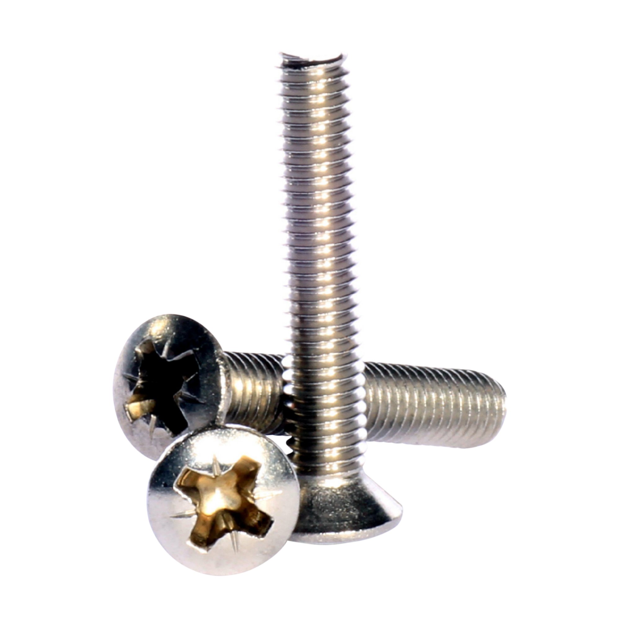 (4mm) M4 x 30 A2 Stainless Steel Pozi Raised Head Countersunk Machine Screws DIN 966-100 Pack