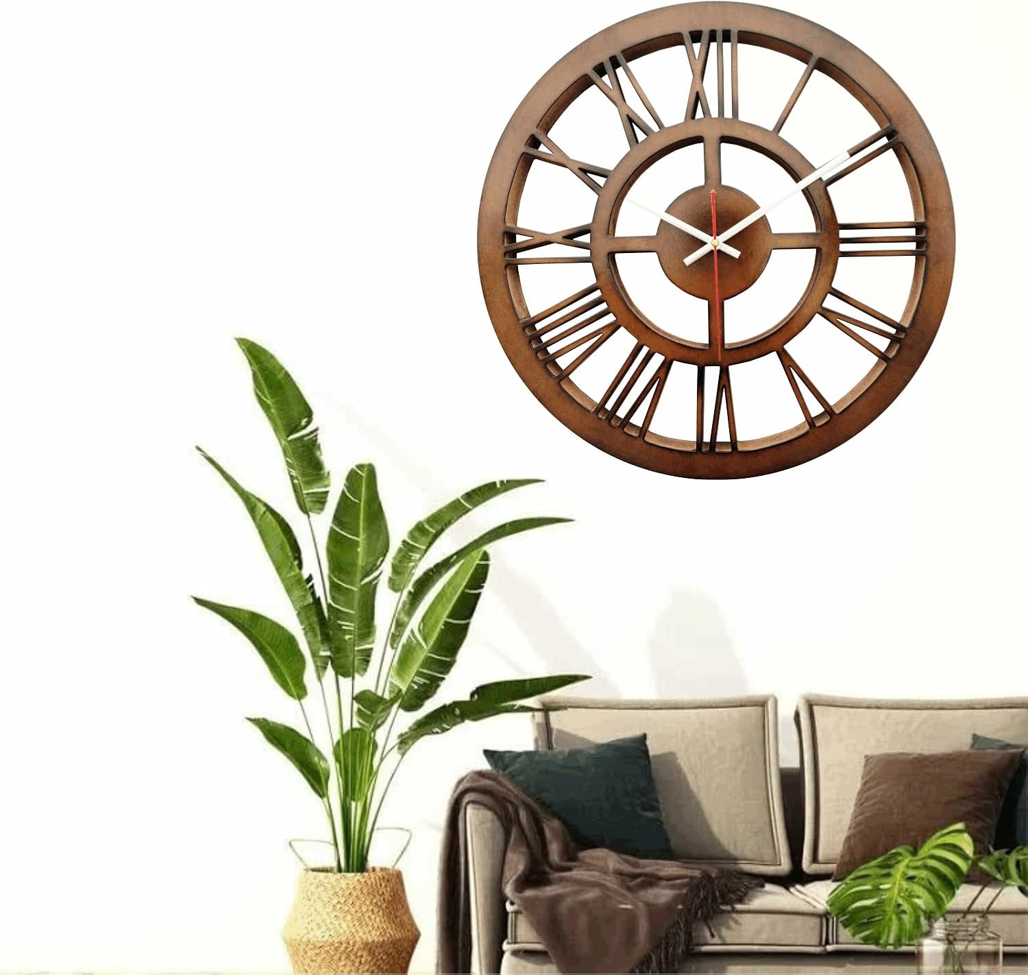 Abstract Engineered Wood Quartz Analogue Wall Clock Antique Design for Living Room, Bedroom Wall, Home and Office(40 Cm X 40 Cm X 2 Cm,) Brown
