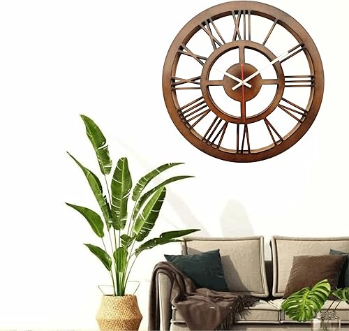 Miniatura 2 de SMARTCAREWOOD Reloj de pared analógico de cuarzo de madera con diseño abstracto para sala de estar, dormitorio, hogar y oficina (15.7 in x 15.7 in x