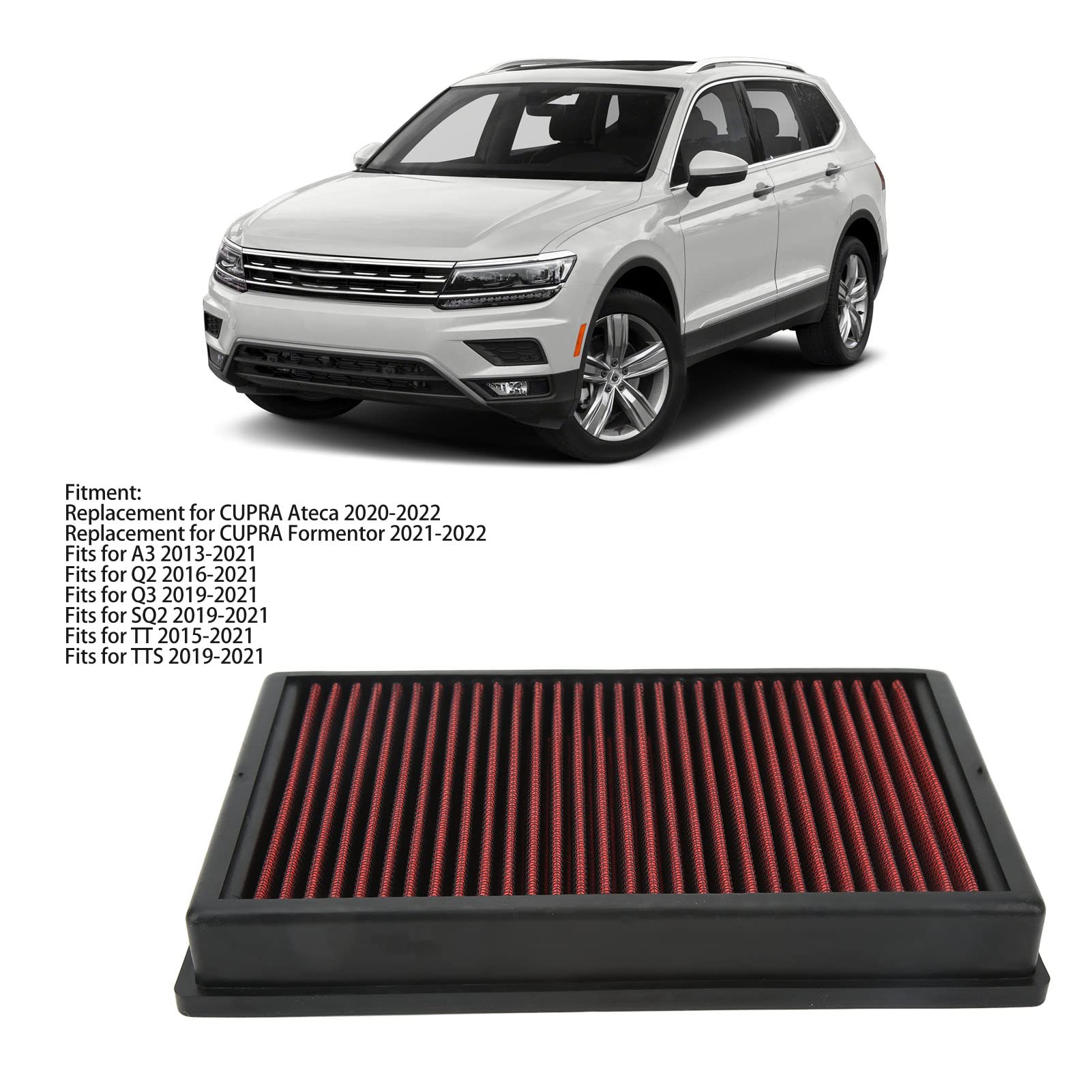 EBTOOLS Sostituzione del Filtro dell'Aria del Motore Dell'auto Filtro dell'Aria del Motore 33‑3005 Sostituzione Dell'elemento del Pannello del Filtro Ad Alte Prestazioni per Cupra Ateca Formentor