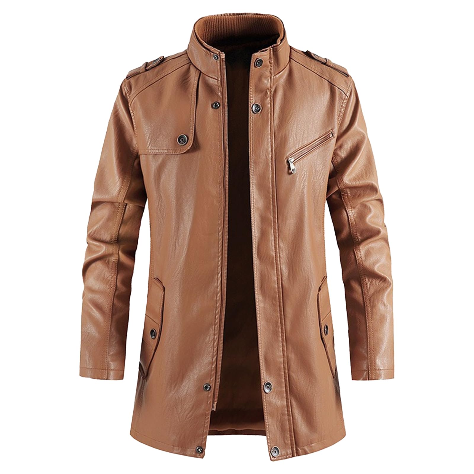 Giacca da uomo in ecopelle di media lunghezza gotica autunno inverno colletto alla coreana giacca in pelle Bussiness PU trench coat