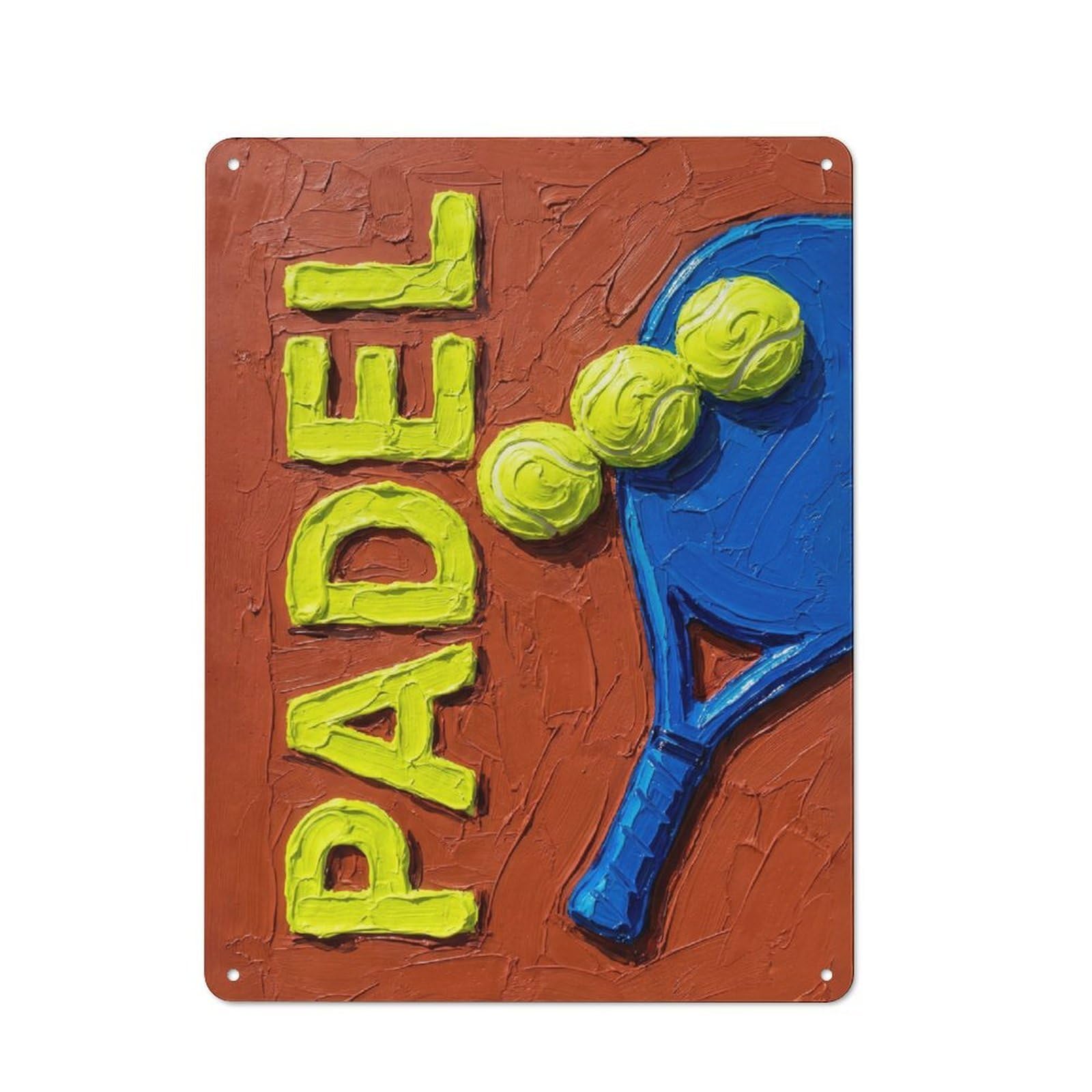 Junmoney Style-8 Padel Art With Balls And Racket Retro Metal Sign 40X30cm For Home Office Or Studio, Suited To Home Office Decor Fans