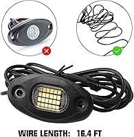 Vista 2 de SUNPIE 8 cápsulas de luces LED de roca blancas – Carcasa de aluminio, conexión rápida, 24 chips de alta potencia, cables de extensión de 4M, 6000K