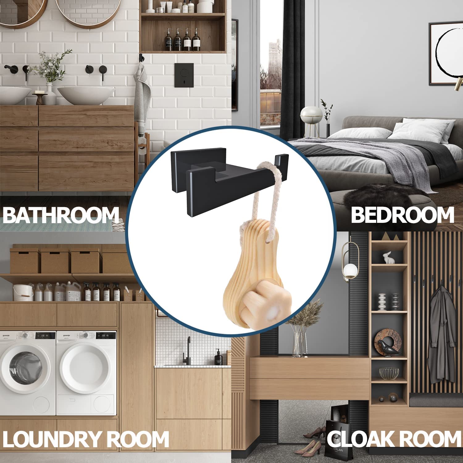 MUELODSIC 2er Set Doppel Handtuchhaken Edelstahl - Modern & Platzsparend Fürs Badezimmer