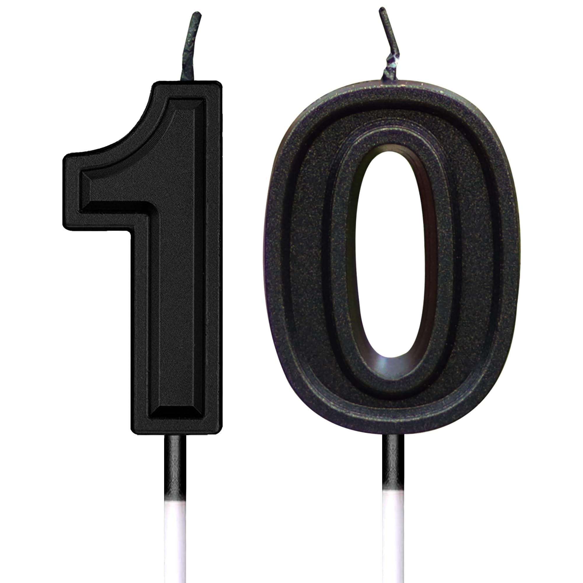 Toyventures Black Number Birthday Candle 3D Designed Cake Topper Decorations For Happy Birthday Candles Wedding Anniversary (Number 10)