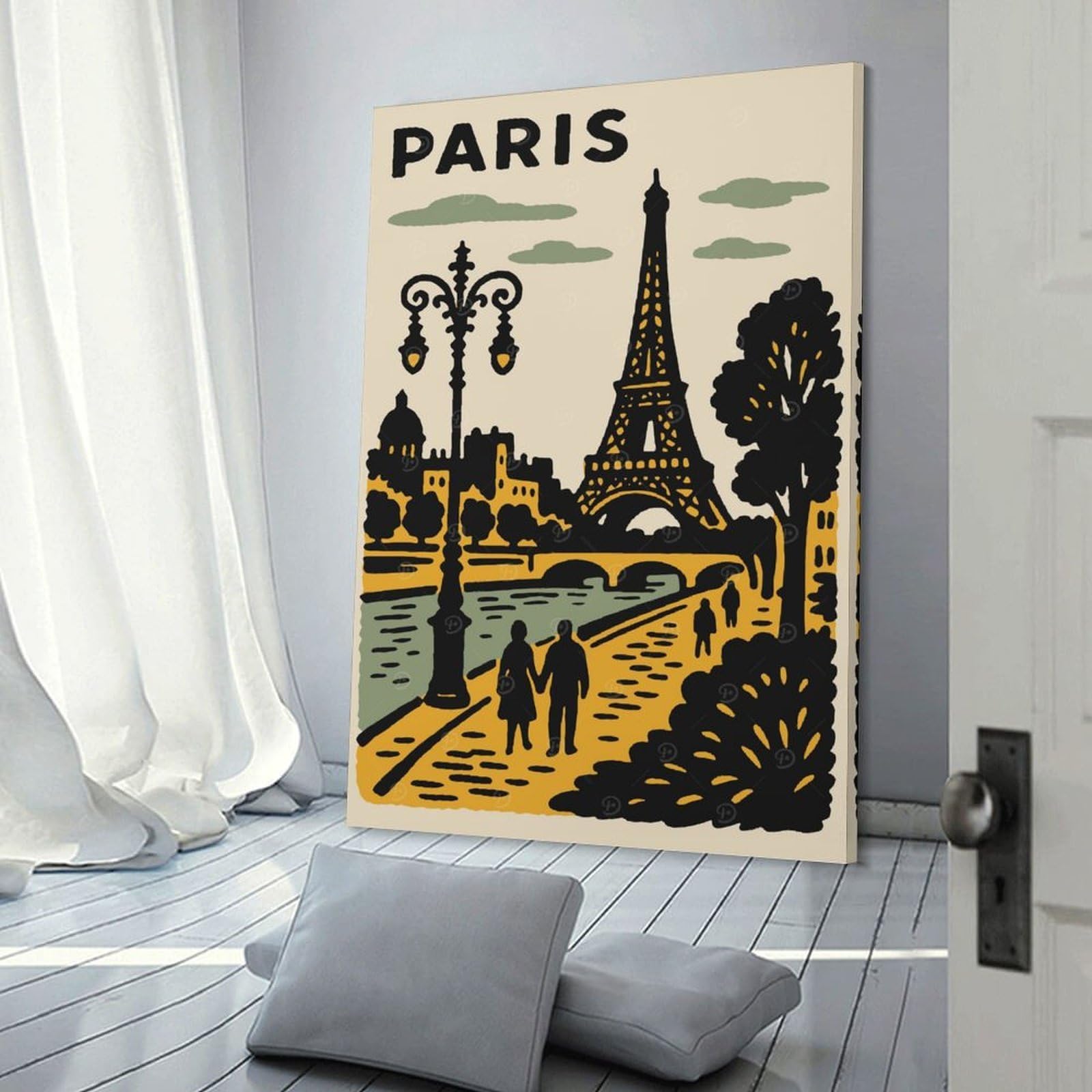 Junmoney Hanging Wall Art Paris Travel (3), 24x36inch(60x90cm), for Contemporary Homes, Apartments Or Offices, Stylish Wall Art for Fresh Spaces