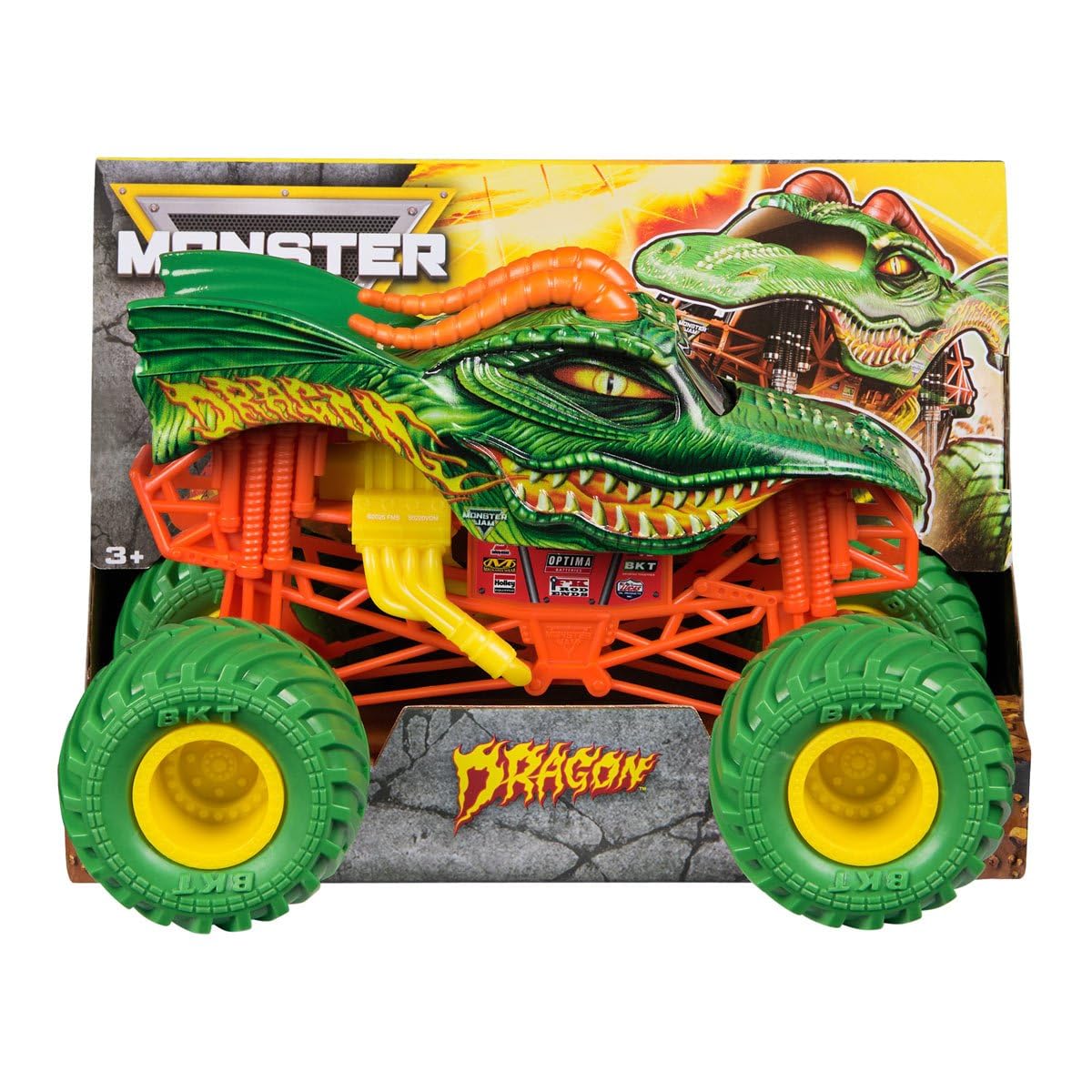 Monster Jam Dragon Monster Truck - Die-Cast Vehicle in 1:24 Scale with Authentic Graphics and BKT Tyres - Collectible Toy Truck for Children from 3 Years