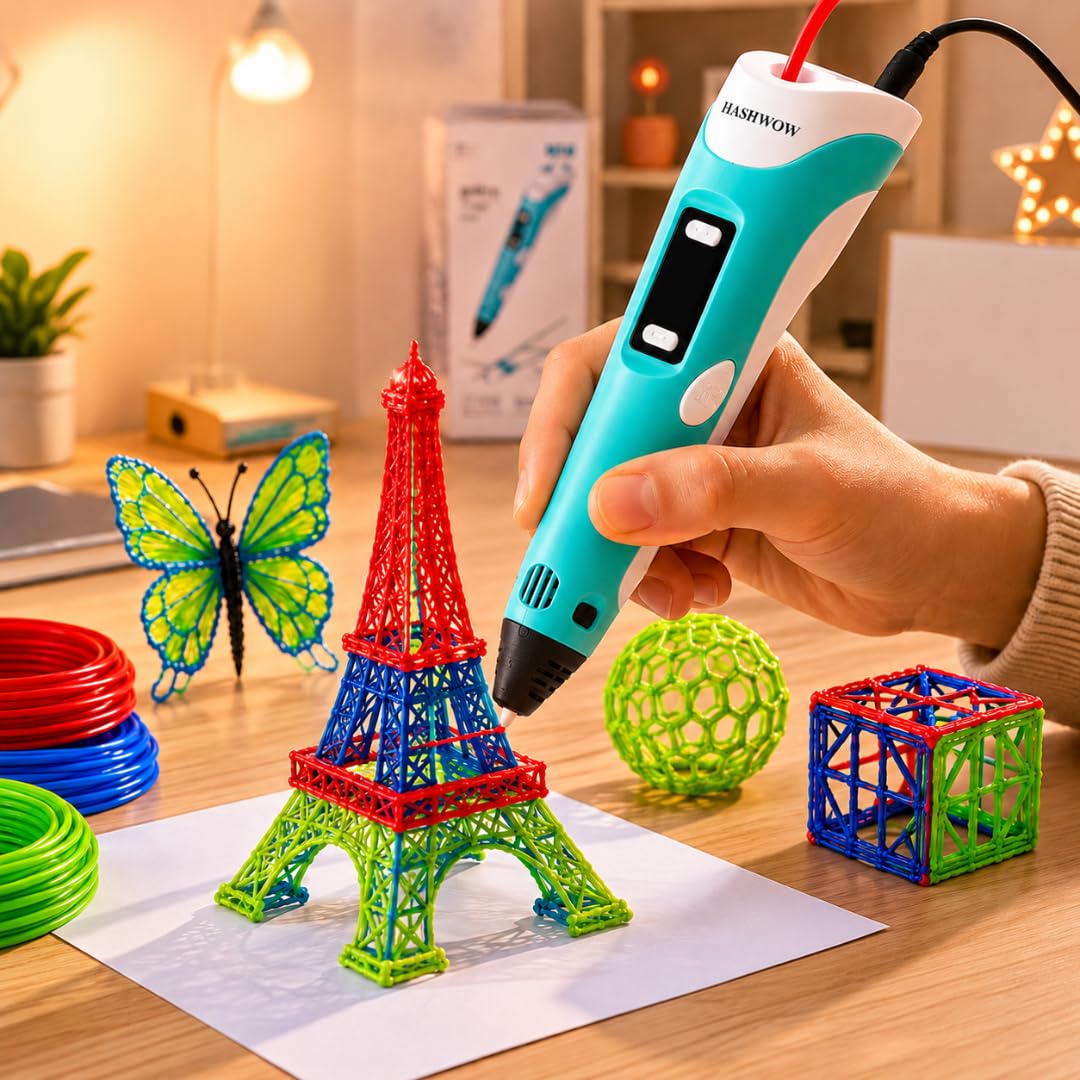 HashWOW 3D Printing Pen with LCD Display & PLA Filament for Kids, Blue | LCD Display • Adjustable Temperature • PLA Compatible • USB Powered • Creative DIY Drawing Pen-picture-22