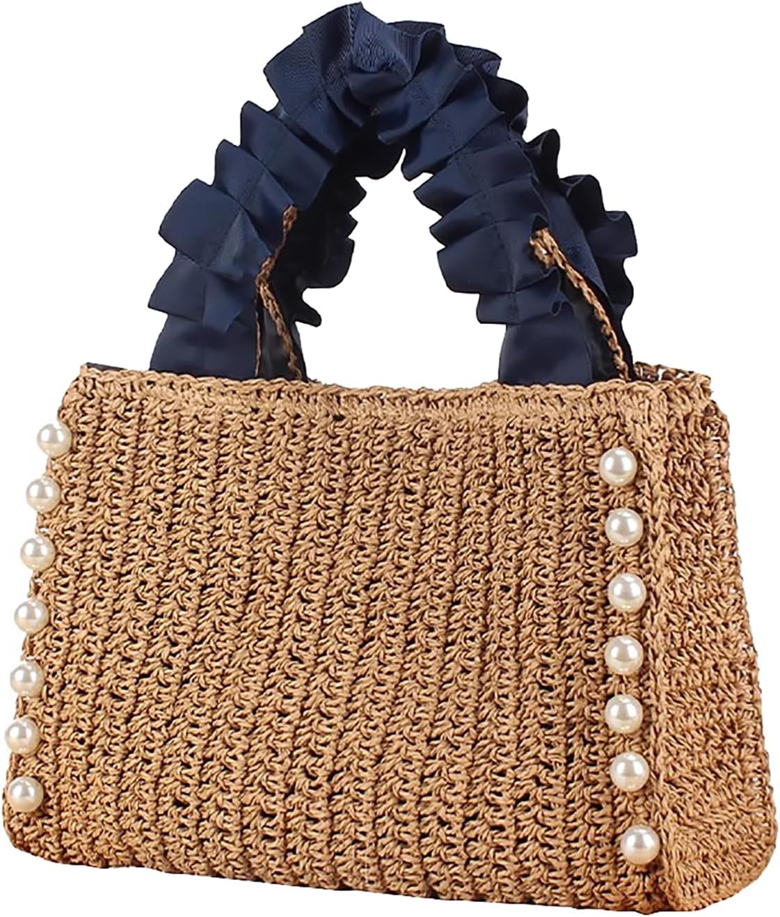 Straw Tote Bag for Women Pearls Woven Handbags Summer Travel beach bags Fashion Purse