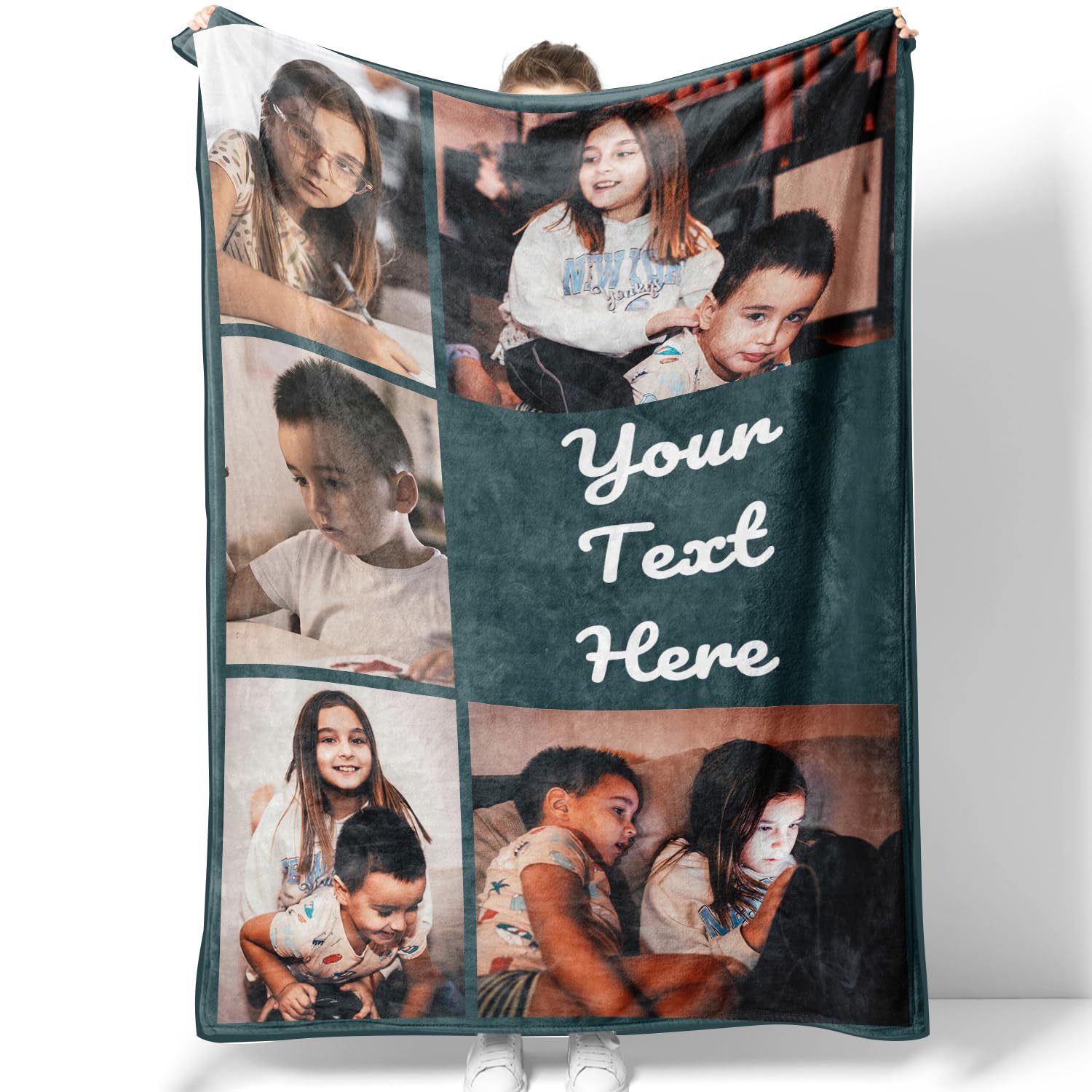 Personalised Blanket with Photos & Text, Custom blanket Throws with Picture, Customised Blankets for Family, Kid, Personalised for men, women,blanket gifts for Christmas, Birthday, Valentine‘s Dayid