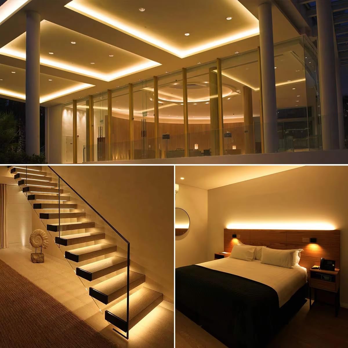 Tira LED 100 METROS 230V, Luz Cálida 3000K, IP65 | No necesita fuente de alimentación, 288 LEDs/m, Impermeable,exterior, Cortable cada 50 cm, Incluye Cable