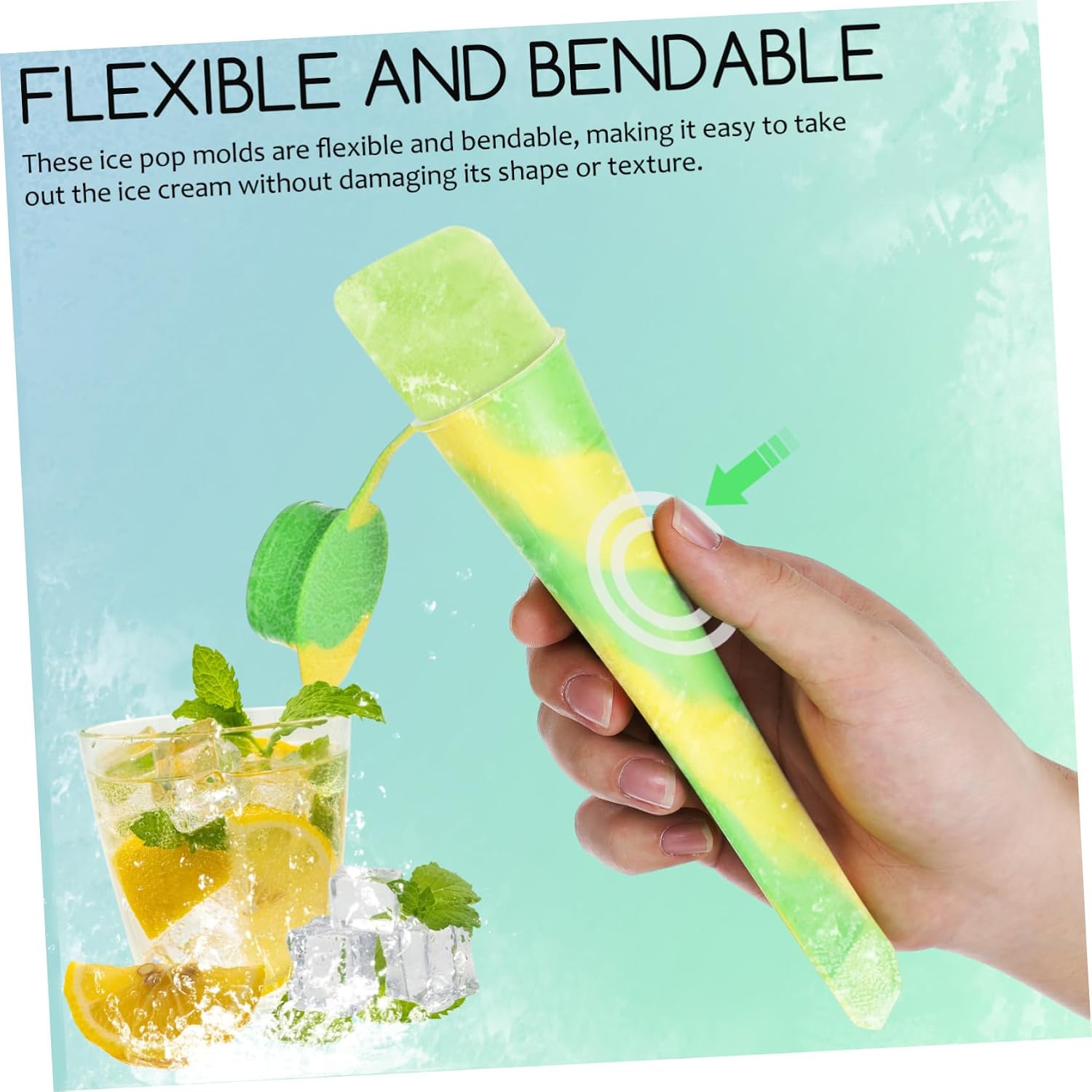 12pcs Silicone Ice Cream Mold Set with Sticks, Reusable Individual Ice Pop Molds for Homemade Chilled Yogurt and Juice, Suitable for Adults and